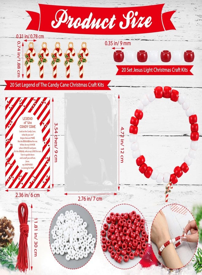 Ferreve 20 Set Christian Christmas Crafts Bulk DIY the Legend of the Candy Cane Crafts for Bracelets Religious Candy Cane Story Gifts for Xmas Stocking Suffer Sunday School Party Favor (Classic Style) - Image 2